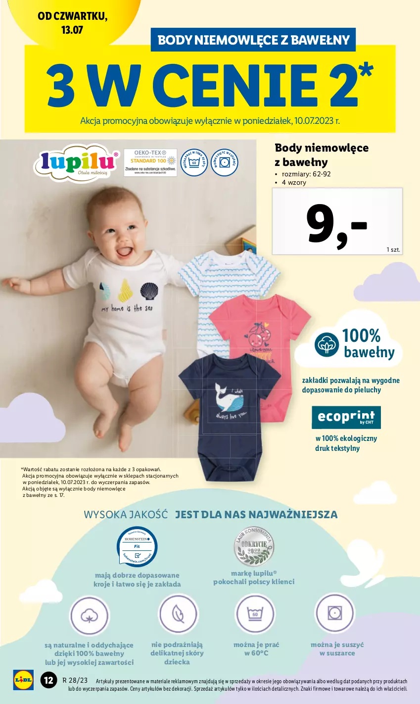 Gazetka promocyjna Lidl - GAZETKA - ważna 13.07 do 15.07.2023 - strona 32 - produkty: Body, Koc, Pieluchy, Sok