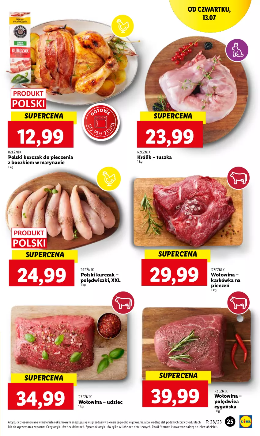 Gazetka promocyjna Lidl - GAZETKA - ważna 13.07 do 15.07.2023 - strona 39 - produkty: Królik, Kurczak, Piec, Polędwica, Tusz, Wołowina