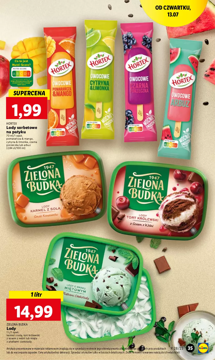 Gazetka promocyjna Lidl - GAZETKA - ważna 13.07 do 15.07.2023 - strona 49 - produkty: Arbuz, Hortex, Królewski, Limonka, Lody, Mango, Mięta, Por, Sos, Wazon, Zielona Budka