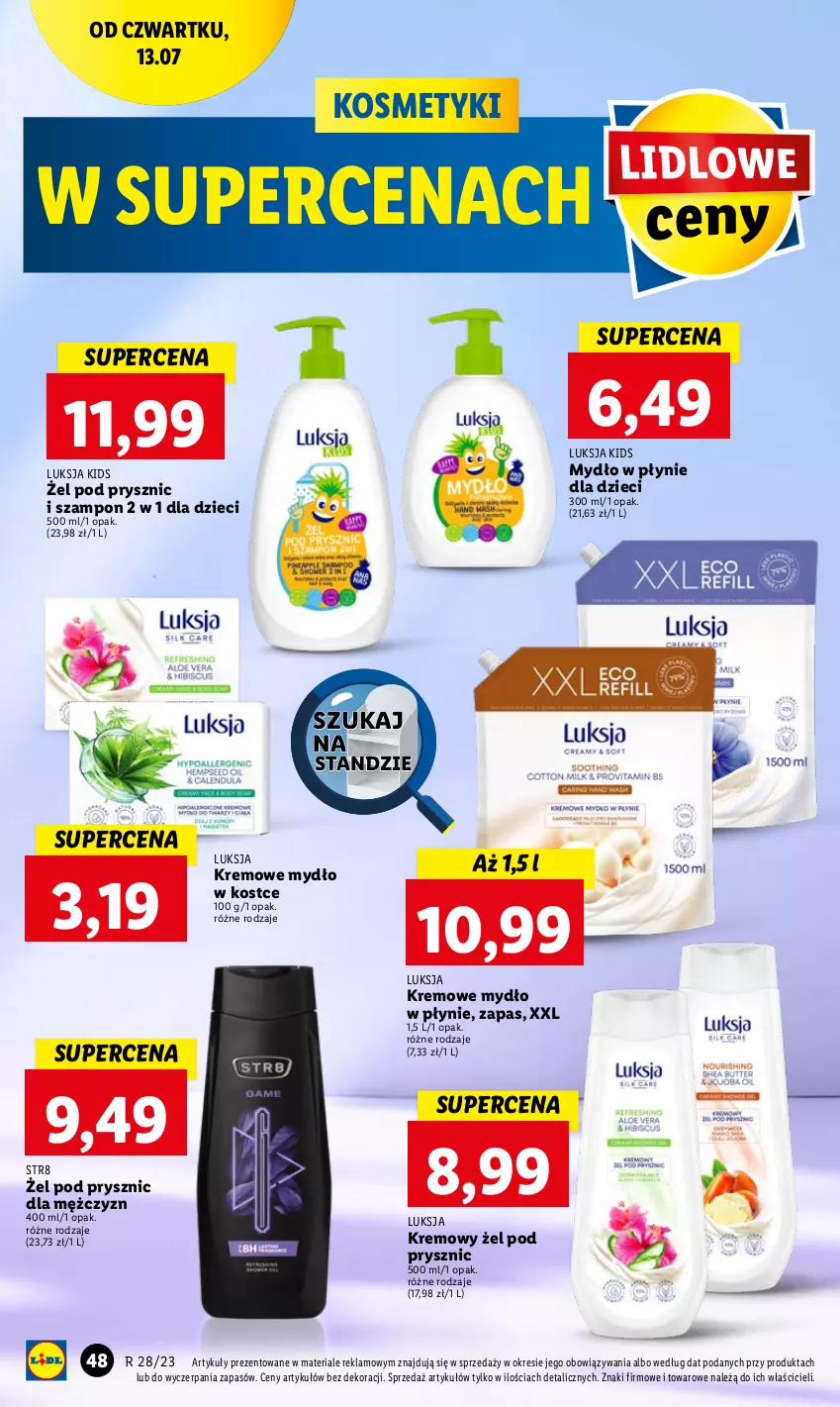 Gazetka promocyjna Lidl - GAZETKA - ważna 13.07 do 15.07.2023 - strona 62 - produkty: Dzieci, Luksja, Mydło, Mydło w płynie, Str8, Szampon