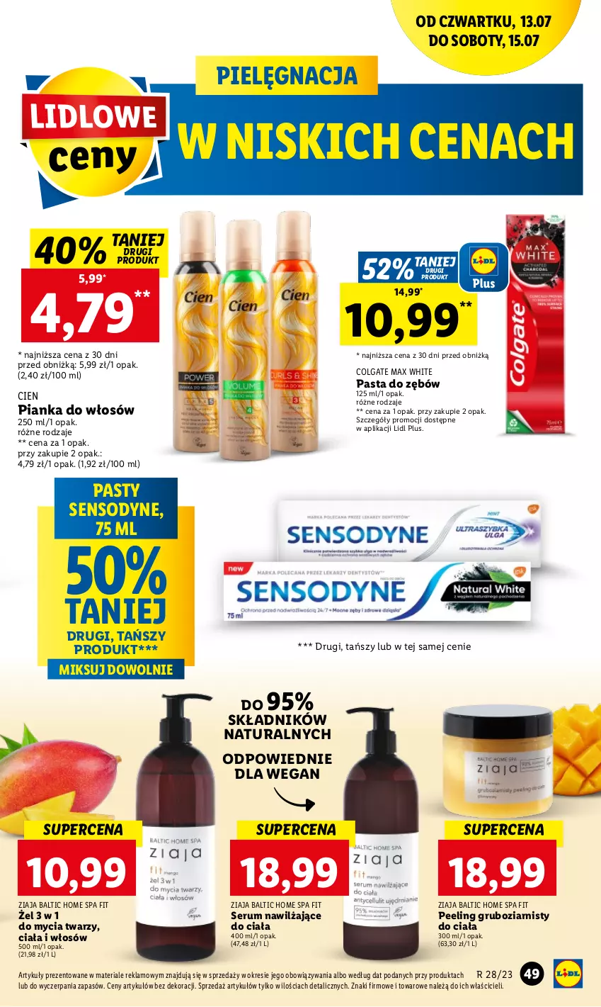 Gazetka promocyjna Lidl - GAZETKA - ważna 13.07 do 15.07.2023 - strona 63 - produkty: Colgate, LG, Pasta do zębów, Peeling, Pianka do włosów, Rum, Sensodyne, Ser, Serum, Ziaja