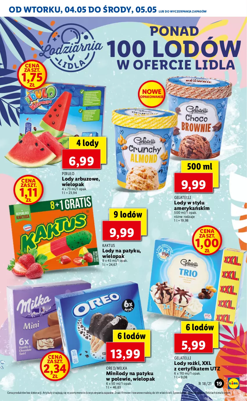 Gazetka promocyjna Lidl - GAZETKA - ważna 04.05 do 05.05.2021 - strona 19 - produkty: Arbuz, Kaktus, Lody, Milka, Oreo