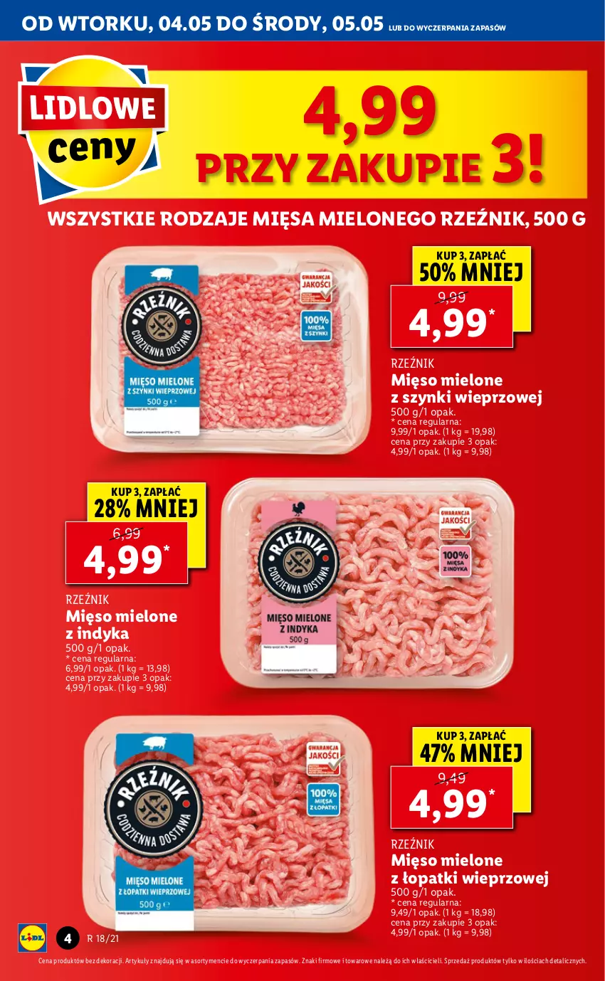 Gazetka promocyjna Lidl - GAZETKA - ważna 04.05 do 05.05.2021 - strona 4 - produkty: Mięso, Mięso mielone, Mięso mielone z łopatki wieprzowej, Mięso mielone z szynki