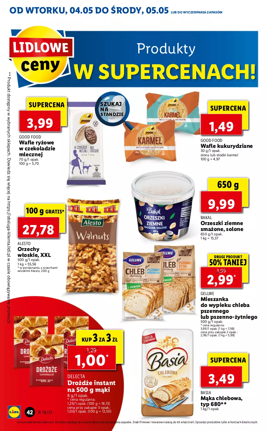 Gazetka promocyjna Lidl - GAZETKA - ważna 04.05 do 05.05.2021 - strona 42 - produkty: Basia, Chleb, Delecta, Drożdże, Gra, Mąka, Orzechy włoskie, Orzeszki, Orzeszki ziemne, Por, Ryż