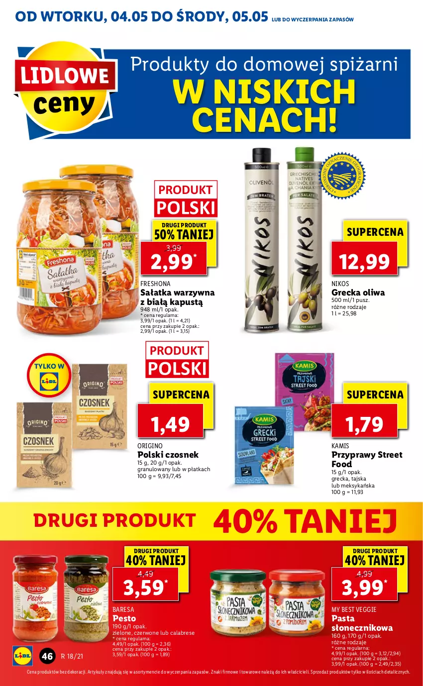 Gazetka promocyjna Lidl - GAZETKA - ważna 04.05 do 05.05.2021 - strona 46 - produkty: Czosnek, Gin, Gra, Kamis, Kapustą, Pesto, Przyprawy, Sałat, Sałatka, Sałatka warzywna