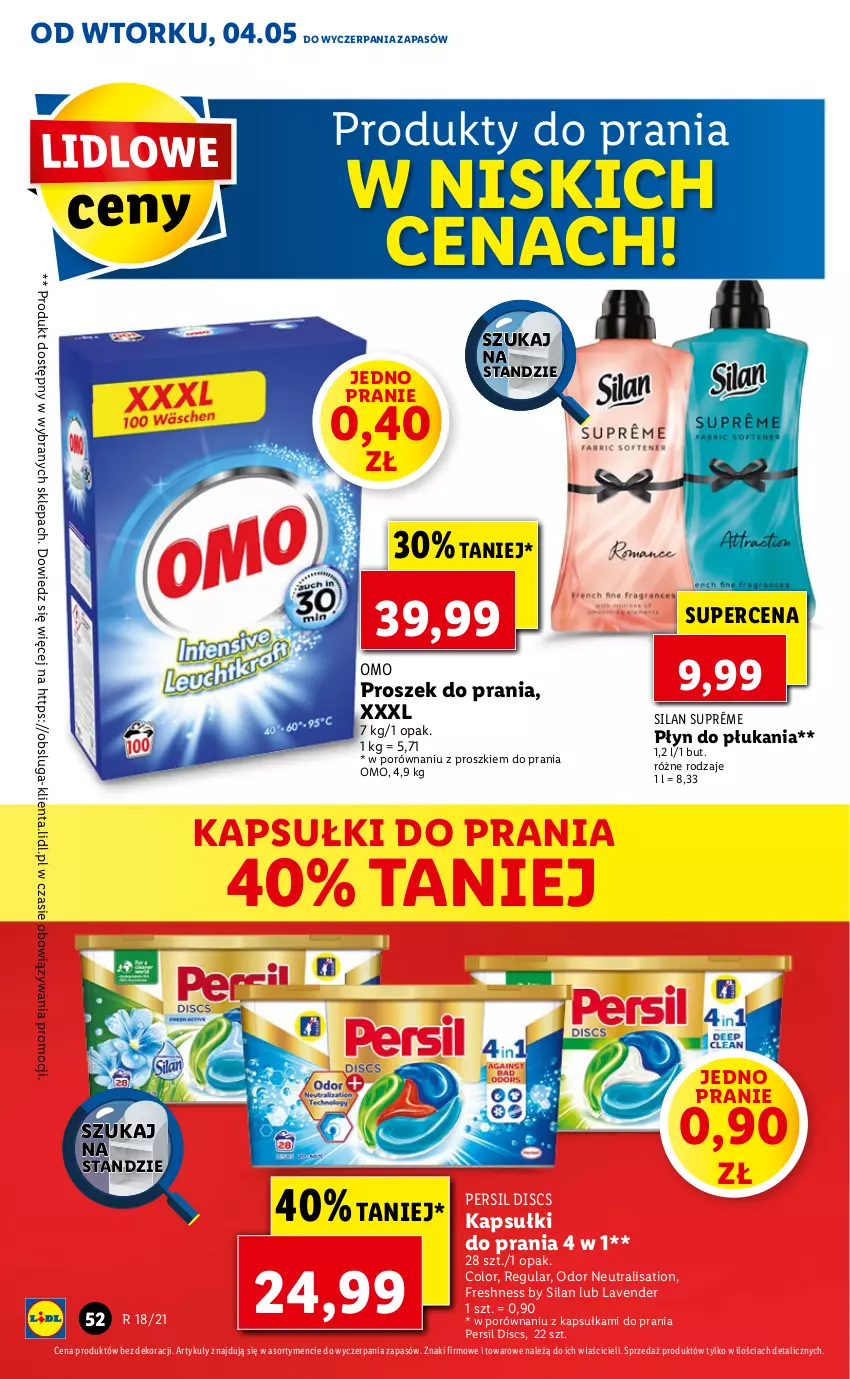 Gazetka promocyjna Lidl - GAZETKA - ważna 04.05 do 05.05.2021 - strona 52 - produkty: Kapsułki do prania, Persil, Płyn do płukania, Por, Proszek do prania, Sati, Silan