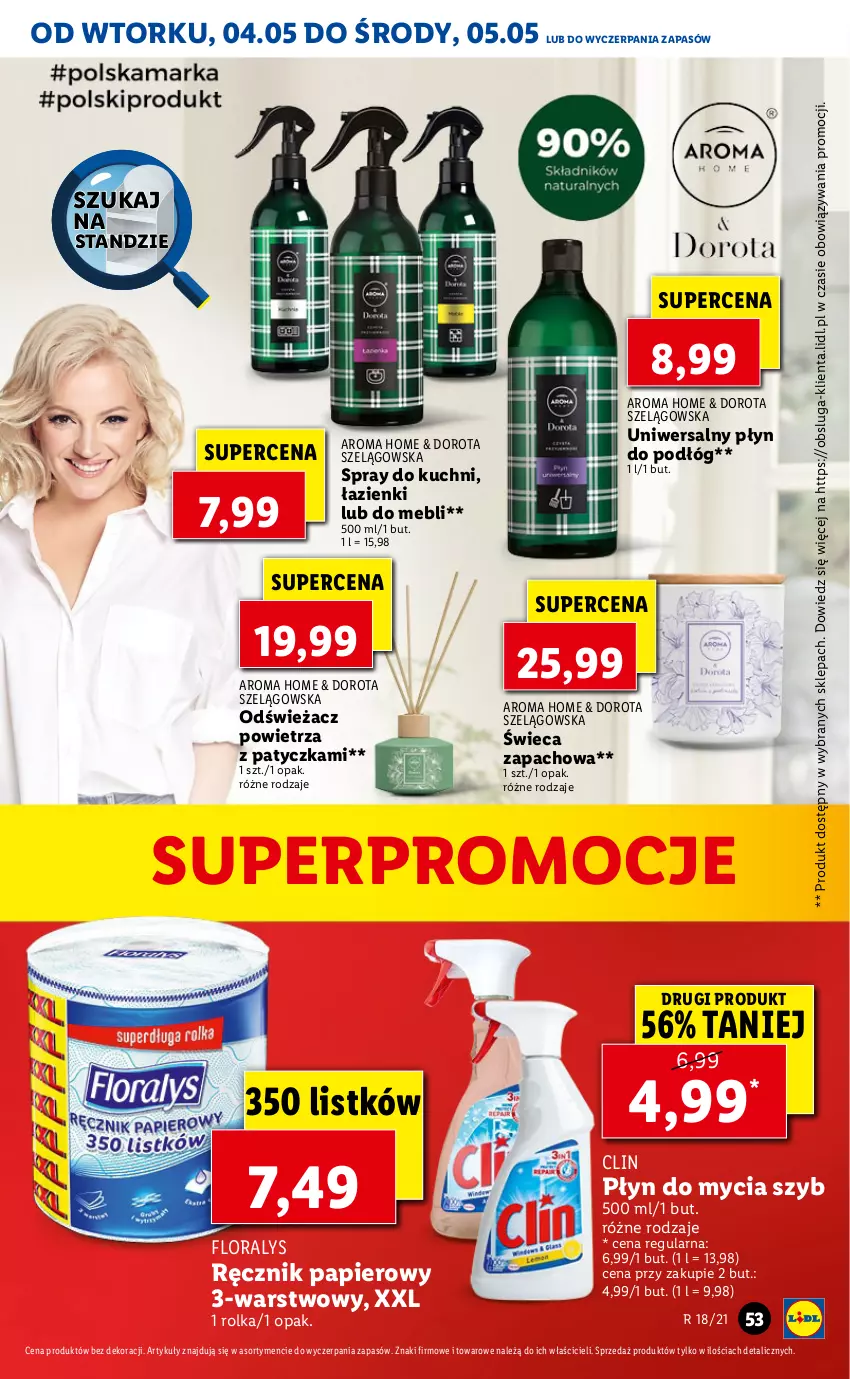 Gazetka promocyjna Lidl - GAZETKA - ważna 04.05 do 05.05.2021 - strona 53 - produkty: Clin, Flora, Odświeżacz powietrza, Papier, Płyn do mycia, Ręcznik