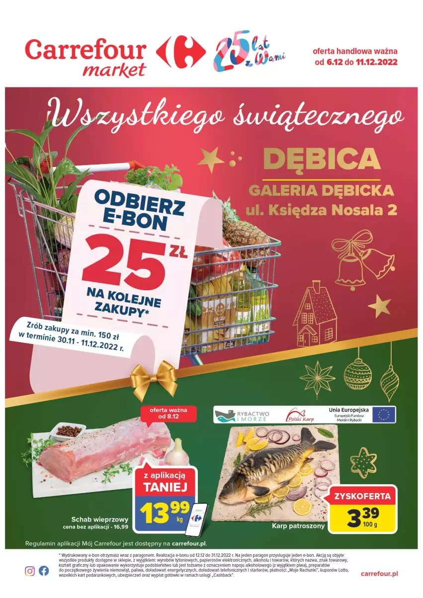 Gazetka promocyjna Carrefour - Gazetka Market w Dębicy - ważna 06.12 do 11.12.2022 - strona 1 - produkty: Gra, Karp, Papier, Piec, Piwa, Rama, Ryba, Schab wieprzowy, Telefon