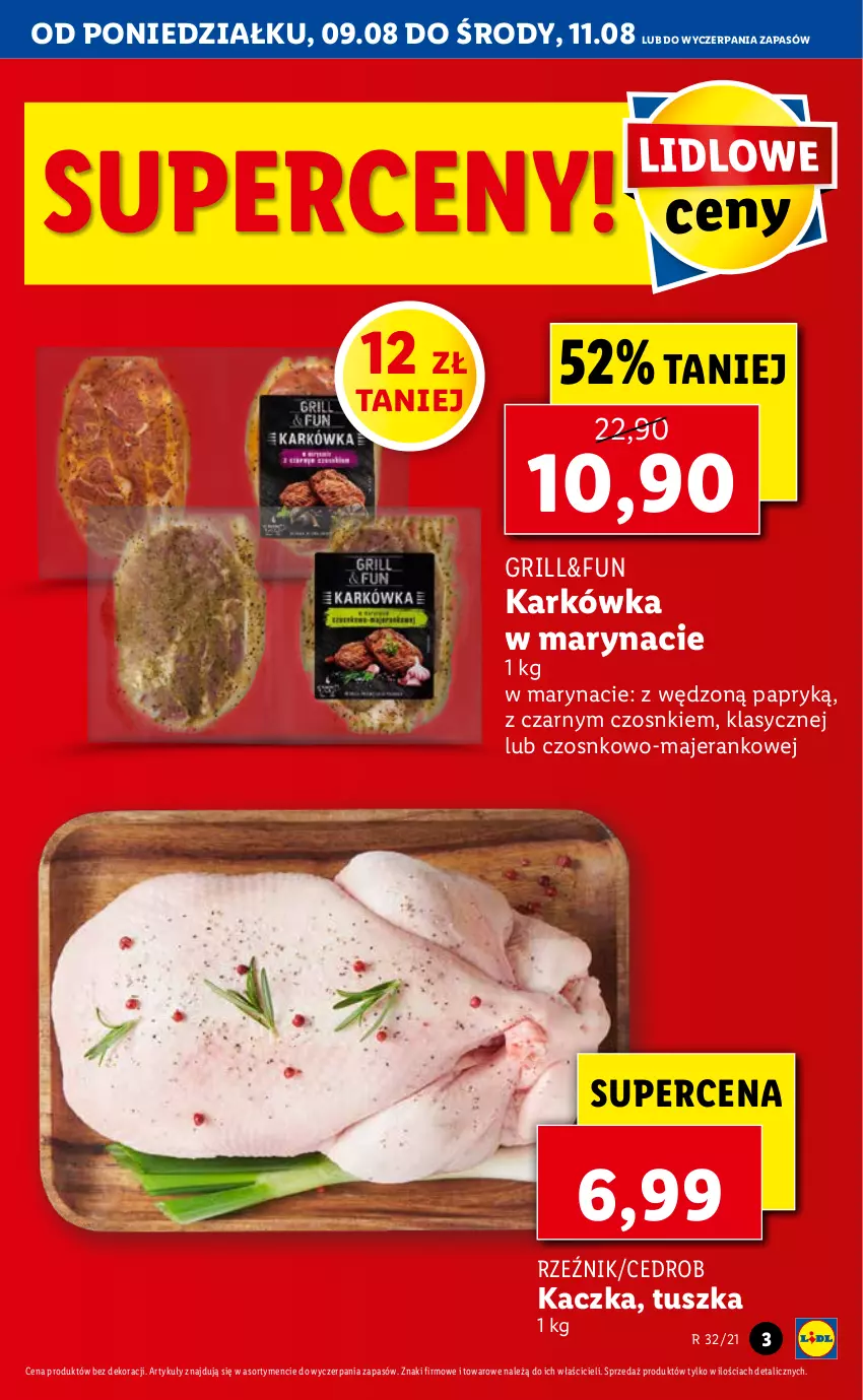 Gazetka promocyjna Lidl - GAZETKA - ważna 09.08 do 11.08.2021 - strona 3 - produkty: Grill, Kaczka, Tusz