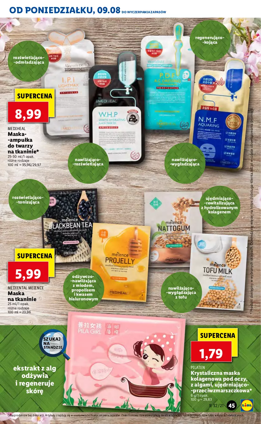 Gazetka promocyjna Lidl - GAZETKA - ważna 09.08 do 11.08.2021 - strona 45 - produkty: Kolagen, LG, Mars, Maska, Propolis, Tofu