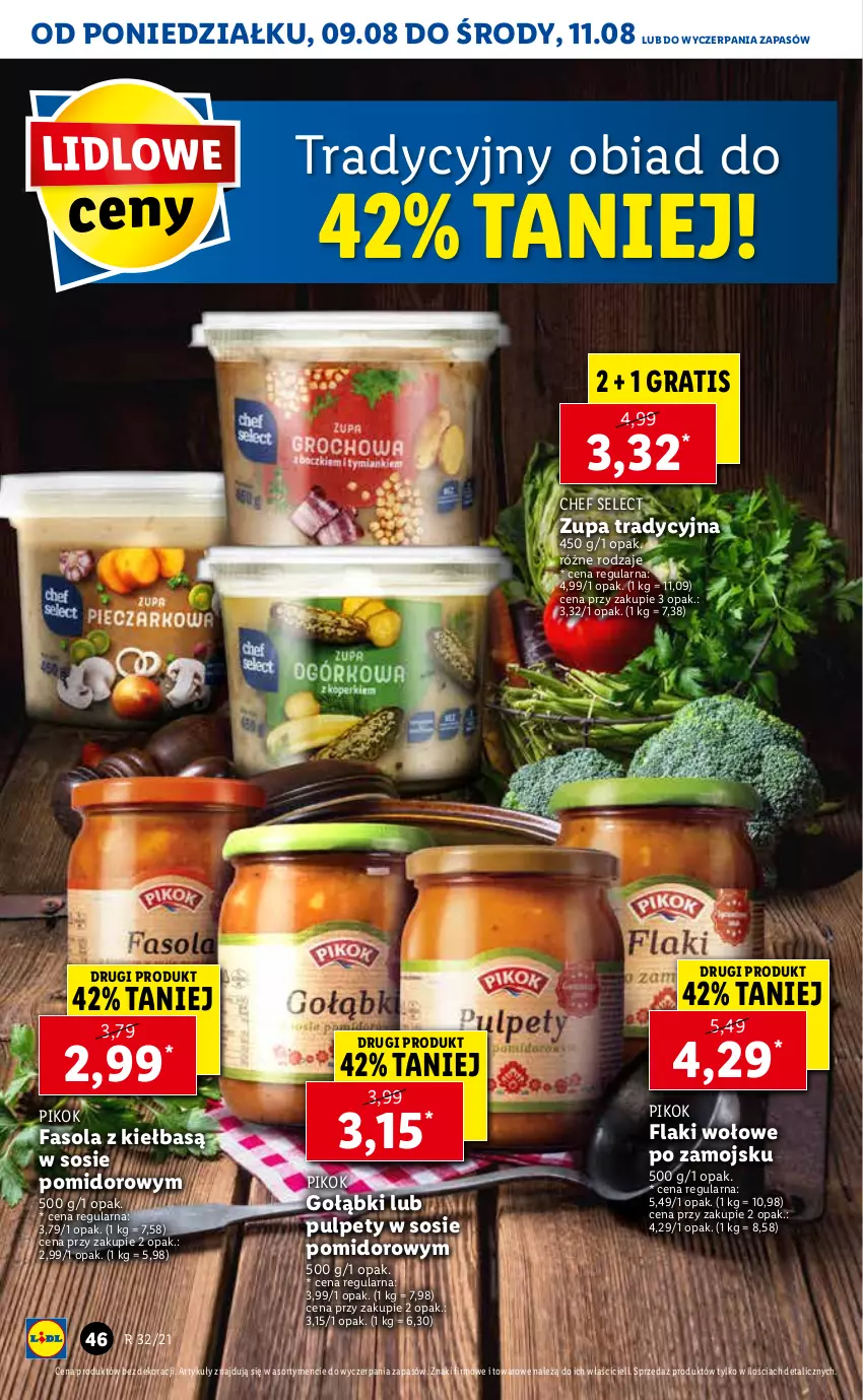 Gazetka promocyjna Lidl - GAZETKA - ważna 09.08 do 11.08.2021 - strona 46 - produkty: Fa, Fasola, Flaki, Flaki wołowe, Gra, PIKOK, Pulpety, Sos, Zupa