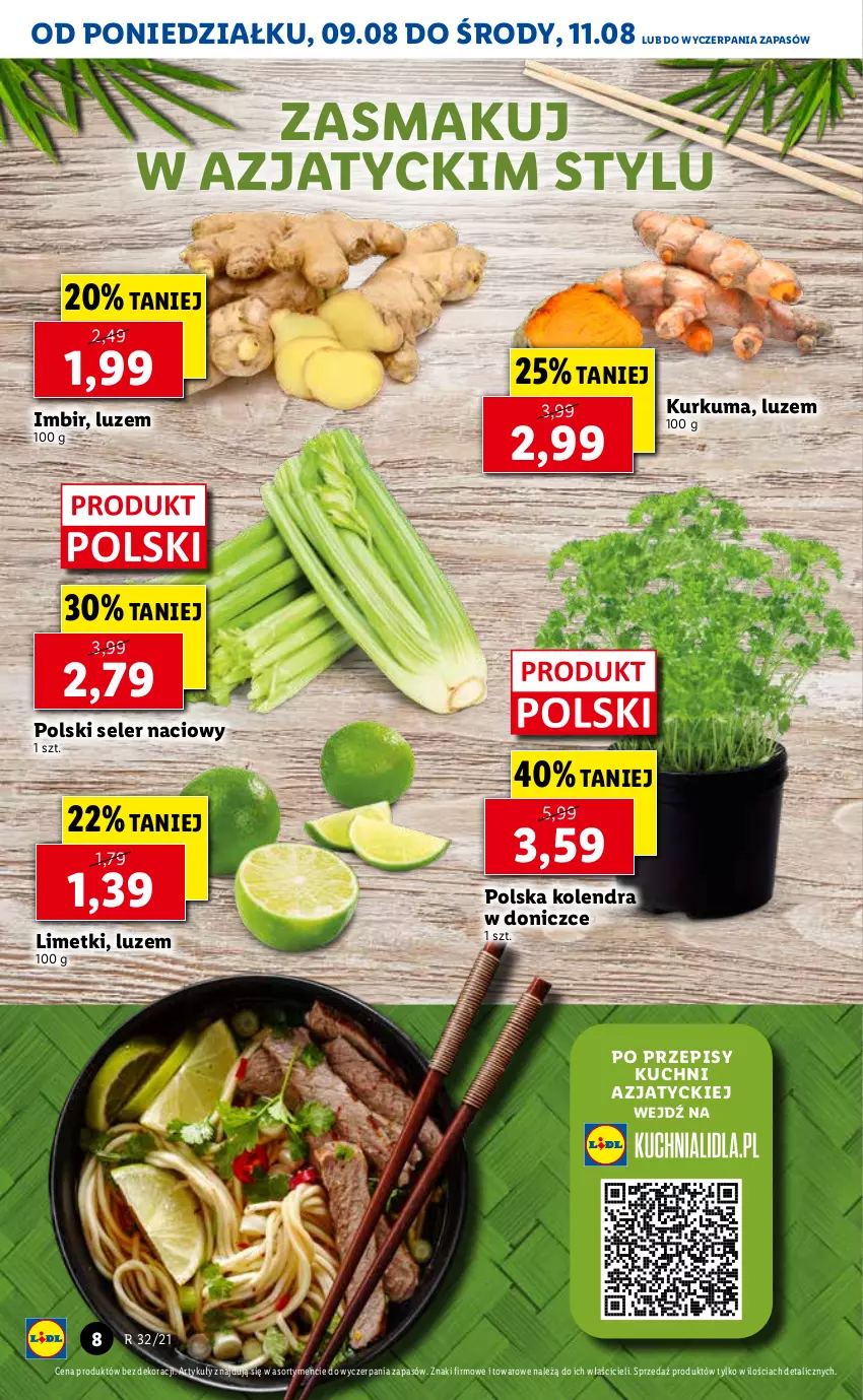 Gazetka promocyjna Lidl - GAZETKA - ważna 09.08 do 11.08.2021 - strona 8 - produkty: Imbir, Kolendra, Kurkuma, Seler naciowy