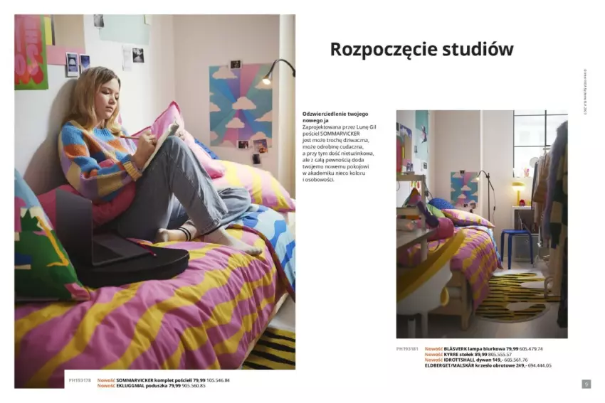 Gazetka promocyjna Ikea - IKEA gazetka od 27.07.2023 do 31.08.2023 - ważna 27.07 do 31.08.2023 - strona 19 - produkty: Biurko, Dywan, Komplet pościeli, Krzesło, Krzesło obrotowe, Lampa, Lampa biurkowa, Poduszka, Pościel, Stołek