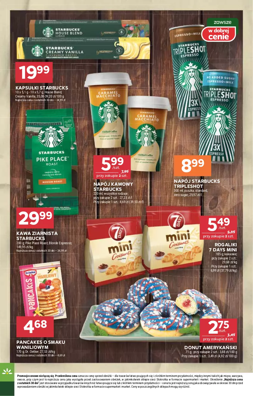 Gazetka promocyjna Stokrotka - Supermarket - ważna 11.09 do 17.09.2025 - strona 26 - produkty: 7 Days, Donut, Dr. Oetker, Kakao, Kawa, Kawa ziarnista, Mięso, Napój, Owoce, Rogal, Warzywa