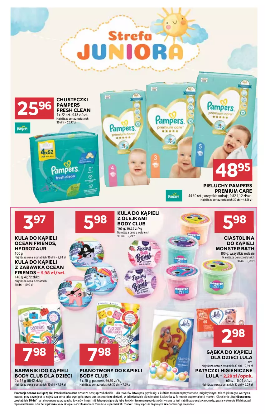 Gazetka promocyjna Stokrotka - Supermarket - ważna 11.09 do 17.09.2025 - strona 39 - produkty: Body, Chusteczki, Dzieci, Kula do kąpieli, Mięso, Olej, Owoce, Pampers, Pieluchy, Warzywa