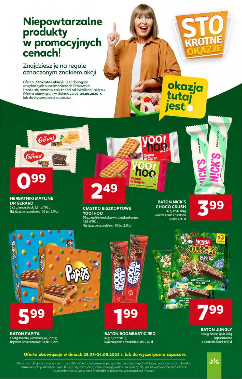 Gazetka promocyjna Stokrotka - Supermarket - ważna 11.09 do 17.09.2025 - strona 42 - produkty: Baton, Dr Gerard, Herbatniki, Herbatniki Mafijne, Kakao, Lack, Miecz