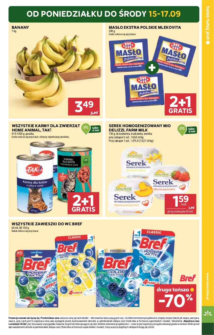 Gazetka promocyjna Stokrotka - Supermarket - ważna 11.09 do 17.09.2025 - strona 5 - produkty: Banany, Bref, Fa, Farm Milk, Gra, Masło, Mięso, Mleko, Mlekovita, Owoce, Ser, Serek, Serek homogenizowany, Warzywa, Zawieszki
