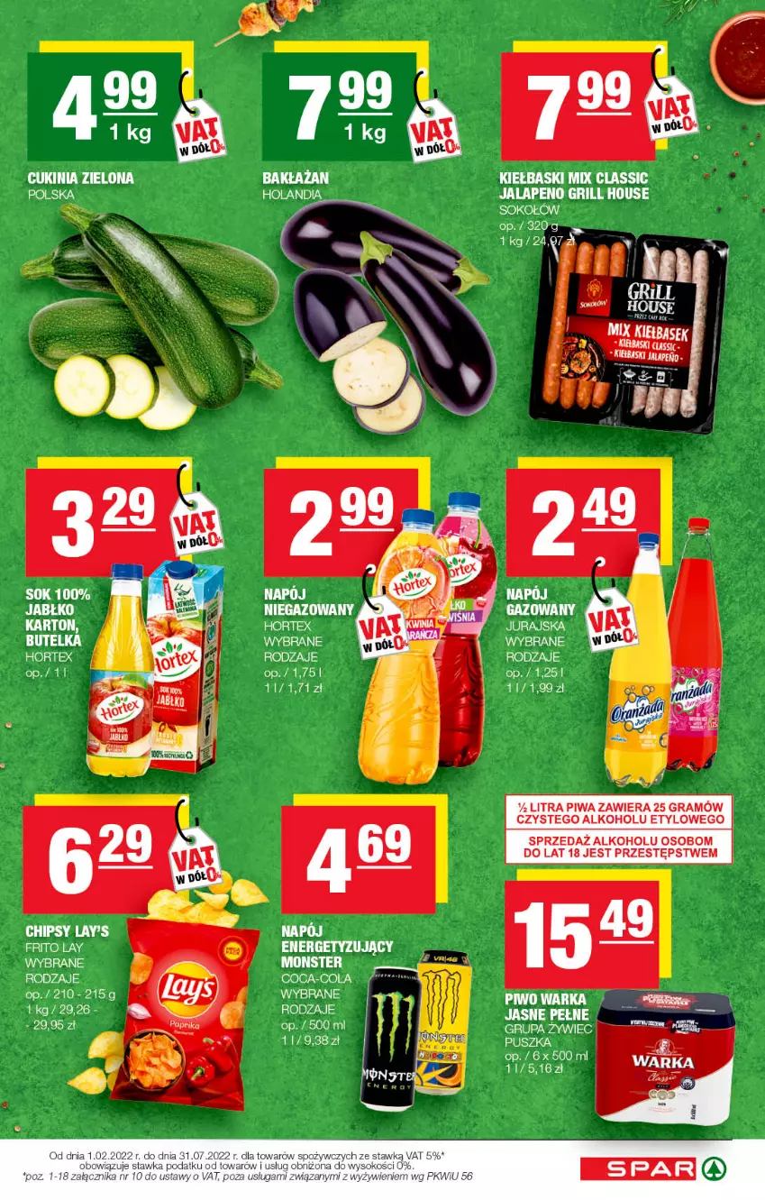 Gazetka promocyjna Spar - Spar - ważna 05.07 do 15.07.2022 - strona 7 - produkty: Coca-Cola, Gra, Grill, Hortex, Napój, Piwa, Sok, Sokołów