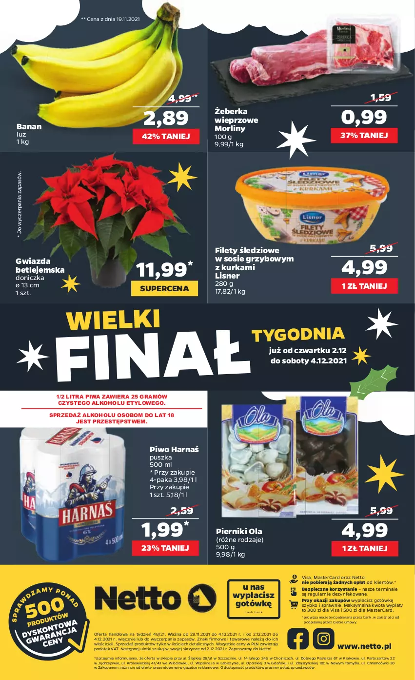 Gazetka promocyjna Netto - Gazetka spożywcza - ważna 29.11 do 04.12.2021 - strona 20 - produkty: Gra, Gwiazda, Harnaś, Lisner, Morliny, Piec, Piernik, Piwa, Piwo, Sos