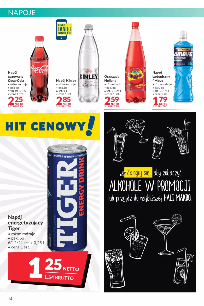 Gazetka promocyjna Makro - [Oferta promocyjna] Artykuły spożywcze i przemysłowe - ważna 19.04 do 02.05.2022 - strona 14 - produkty: Coca-Cola, Hellena, Napój, Napój gazowany, Napój izotoniczny, Napoje, Oranżada, Tiger