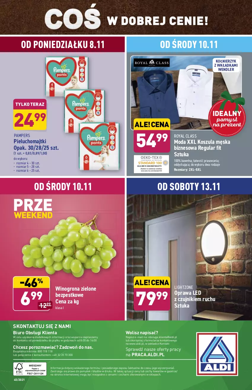 Gazetka promocyjna Aldi - ważna 08.11 do 13.11.2021 - strona 33 - produkty: Biuro, Kosz, Koszula, Majtki, Moda, O nas, Pampers, Pieluchomajtki, Por, Tera, Wełna, Wino, Winogrona