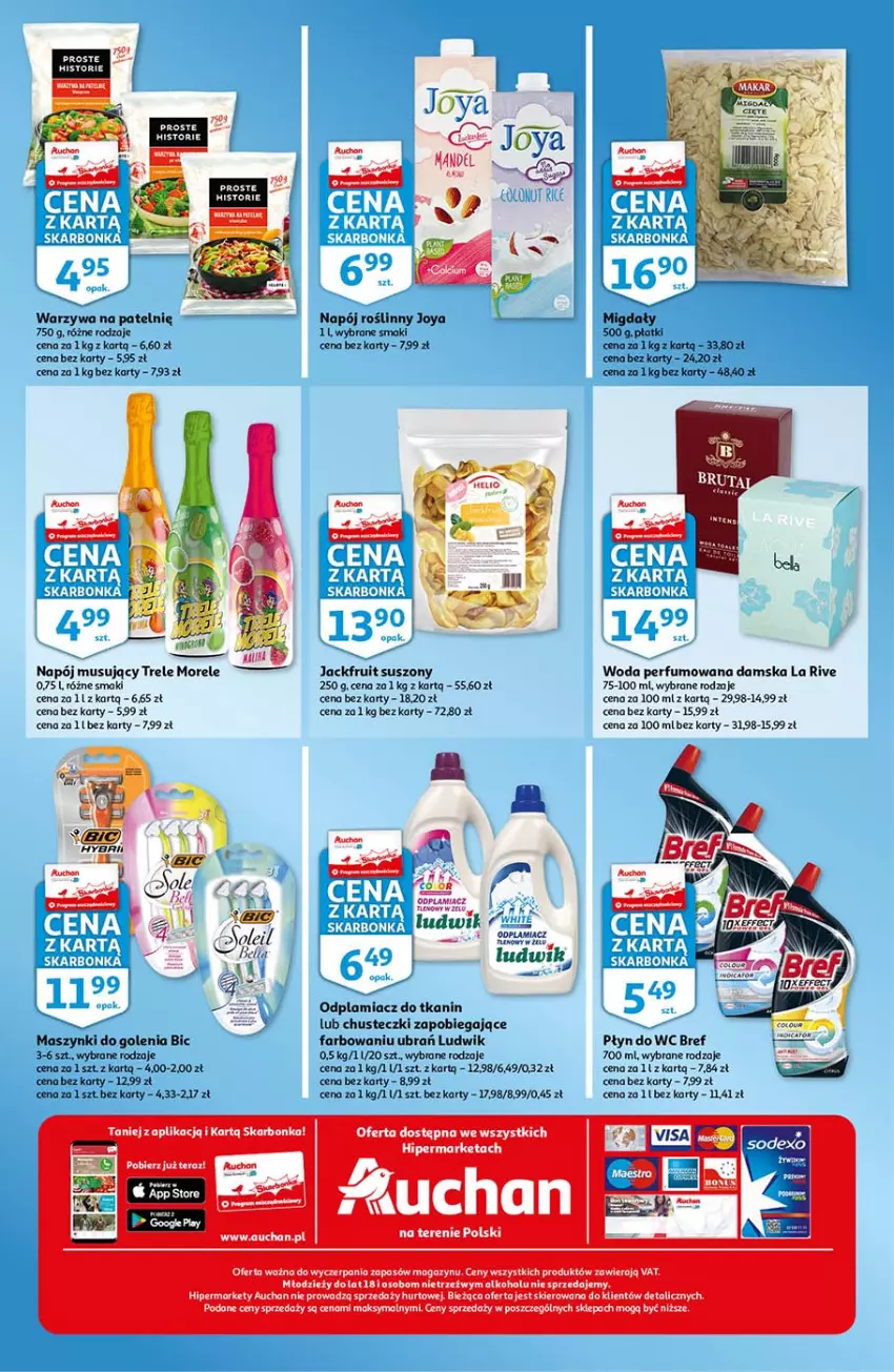 Gazetka promocyjna Auchan - Skarbonka #20 - ważna 22.05 do 26.05.2021 - strona 3 - produkty: BIC, Bref, Chusteczki, Fa, La Rive, Ludwik, Migdały, Mus, Napój, Napój musujący, Napój roślinny, Odplamiacz, Perfum, Płyn do wc, Warzywa, Woda, Woda perfumowana