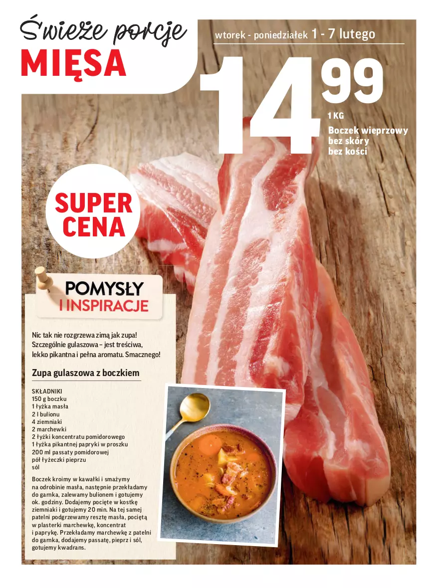 Gazetka promocyjna Intermarche - Gazetka promocyjna - ważna 01.02 do 07.02.2022 - strona 10 - produkty: Boczek, Boczek wieprzowy, Bulion, Kawa, Lion, Pieprz, Plasterki, Sól, Ziemniaki, Zupa