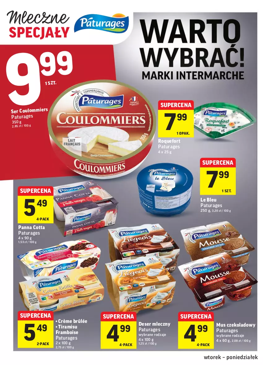 Gazetka promocyjna Intermarche - Gazetka promocyjna - ważna 01.02 do 07.02.2022 - strona 18 - produkty: Crème brûlée, Deser, Deser mleczny, Mus, Panna cotta, Roquefort, Ser