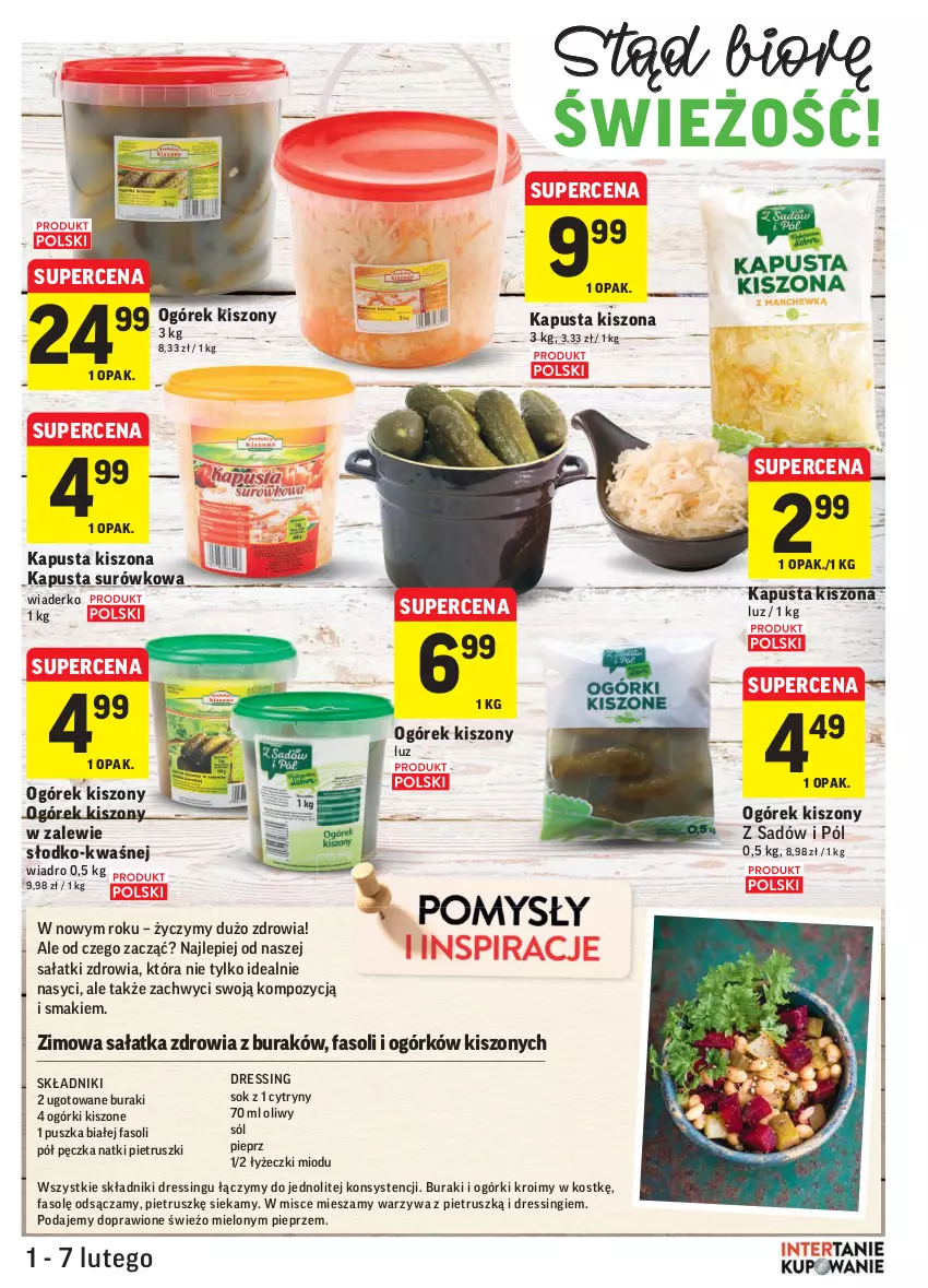 Gazetka promocyjna Intermarche - Gazetka promocyjna - ważna 01.02 do 07.02.2022 - strona 7 - produkty: Buraki, Cytryny, Dres, Fa, Ogórek, Pieprz, Sałat, Sałatka, Sok, Sól, Warzywa, Wiadro