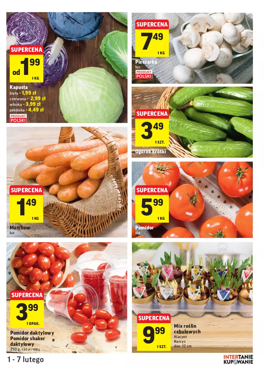 Gazetka promocyjna Intermarche - Gazetka promocyjna - ważna 01.02 do 07.02.2022 - strona 9 - produkty: Hiacynt, Narcyz, Ogórek, Piec, Pieczarka