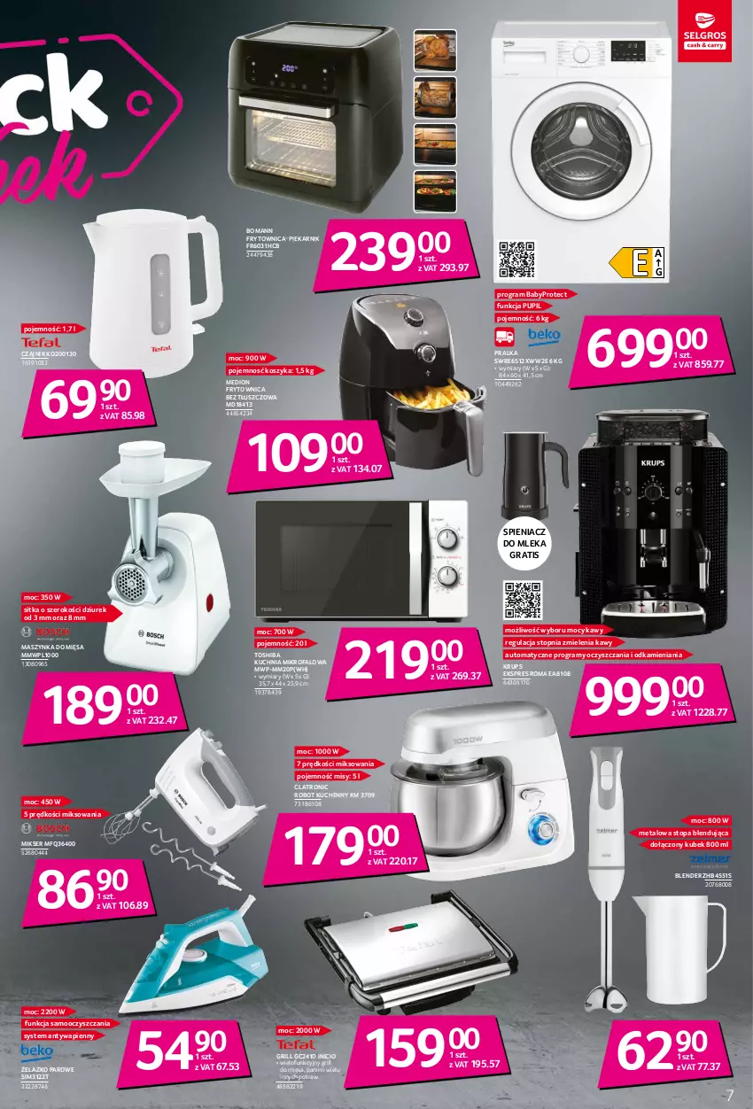 Gazetka promocyjna Selgros - Katalog Wyprzedaż - ważna 10.11 do 24.12.2021 - strona 7 - produkty: Blender, Czajnik, Fa, Gra, Grill, Kosz, Krups, Kubek, Kuchnia, Maszynka, Mikser, Piekarnik, Pralka, Robot, Ser, Szynka, Top, Toshiba