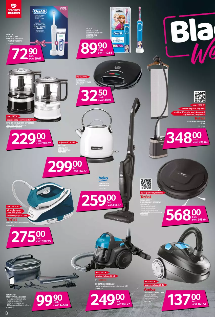 Gazetka promocyjna Selgros - Katalog Wyprzedaż - ważna 10.11 do 24.12.2021 - strona 8 - produkty: Blender, Czajnik, Fa, Frozen, Generator pary, Gra, Kosmetyczka, Mop, Narożnik, Odkurzacz, Papier, Parownica, Pasta do zębów, Pojemnik, Remington, Robot, Rum, Szczoteczka, Szczotka, Tefal