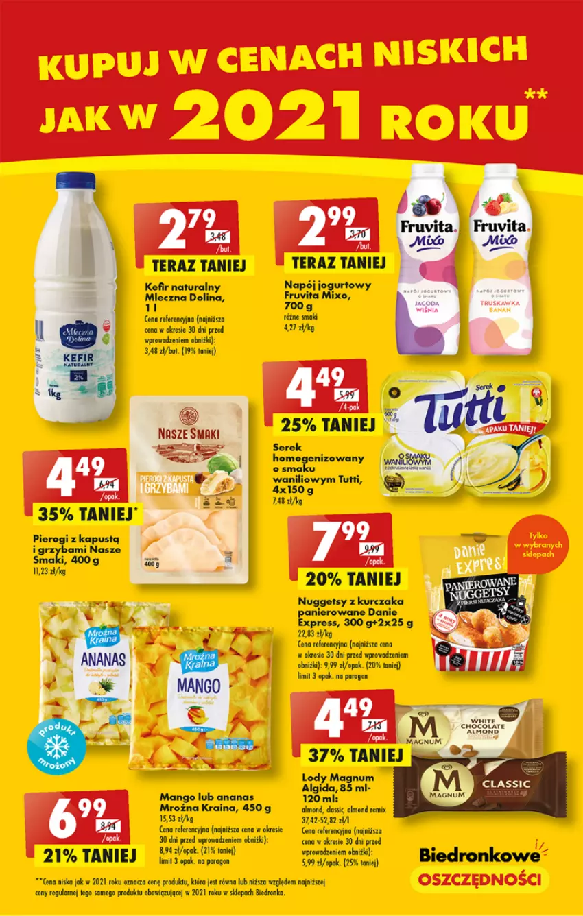 Gazetka promocyjna Biedronka - Gazetka - Biedronka.pl - ważna 13.03 do 18.03.2023 - strona 11 - produkty: Algida, Ananas, Dron, Kapustą, Kefir, Kefir naturalny, Kurczak, LEGO, LG, Lody, Mango, Pierogi, Ser, Serek, Tera