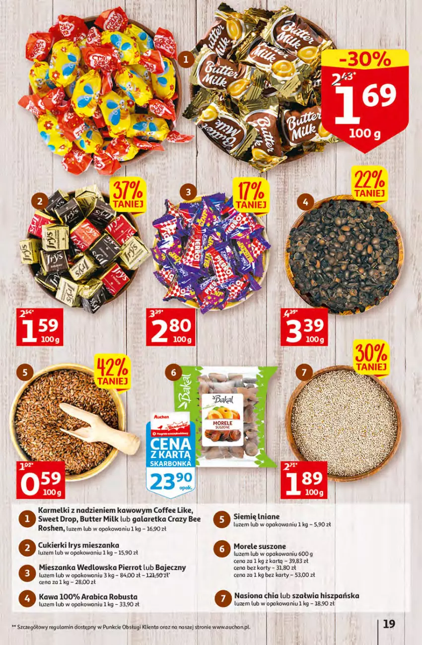 Gazetka promocyjna Auchan - Gazetka Rewelacyjne Wielopaki Hipermarket Auchan - ważna 23.02 do 01.03.2023 - strona 19 - produkty: BIC, Chia, Cukier, Cukierki, Gala, Galaretka, Kawa, Mieszanka wedlowska