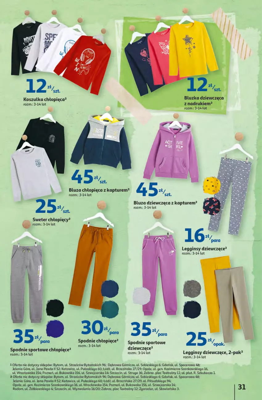 Gazetka promocyjna Auchan - Gazetka Rewelacyjne Wielopaki Hipermarket Auchan - ważna 23.02 do 01.03.2023 - strona 31 - produkty: Acer, Bluza, Cars, Gin, Kosz, Koszulka, Legginsy, Por, Sos, Spodnie, Spodnie sportowe, Sport, Sweter