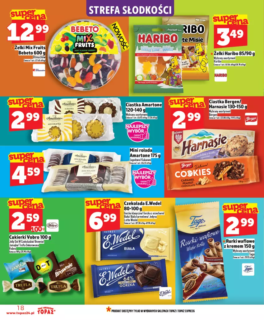 Gazetka promocyjna Topaz - Gazetka - ważna 19.02 do 25.02.2026 - strona 18 - produkty: Ciastka, Czekolada, Fa, Haribo, Top