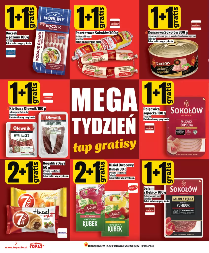 Gazetka promocyjna Topaz - Gazetka - ważna 19.02 do 25.02.2026 - strona 2 - produkty: Boczek, Kaki, Kiełbasa, Koc, Morliny, Olewnik, Ser, Sok, Sokołów, Top
