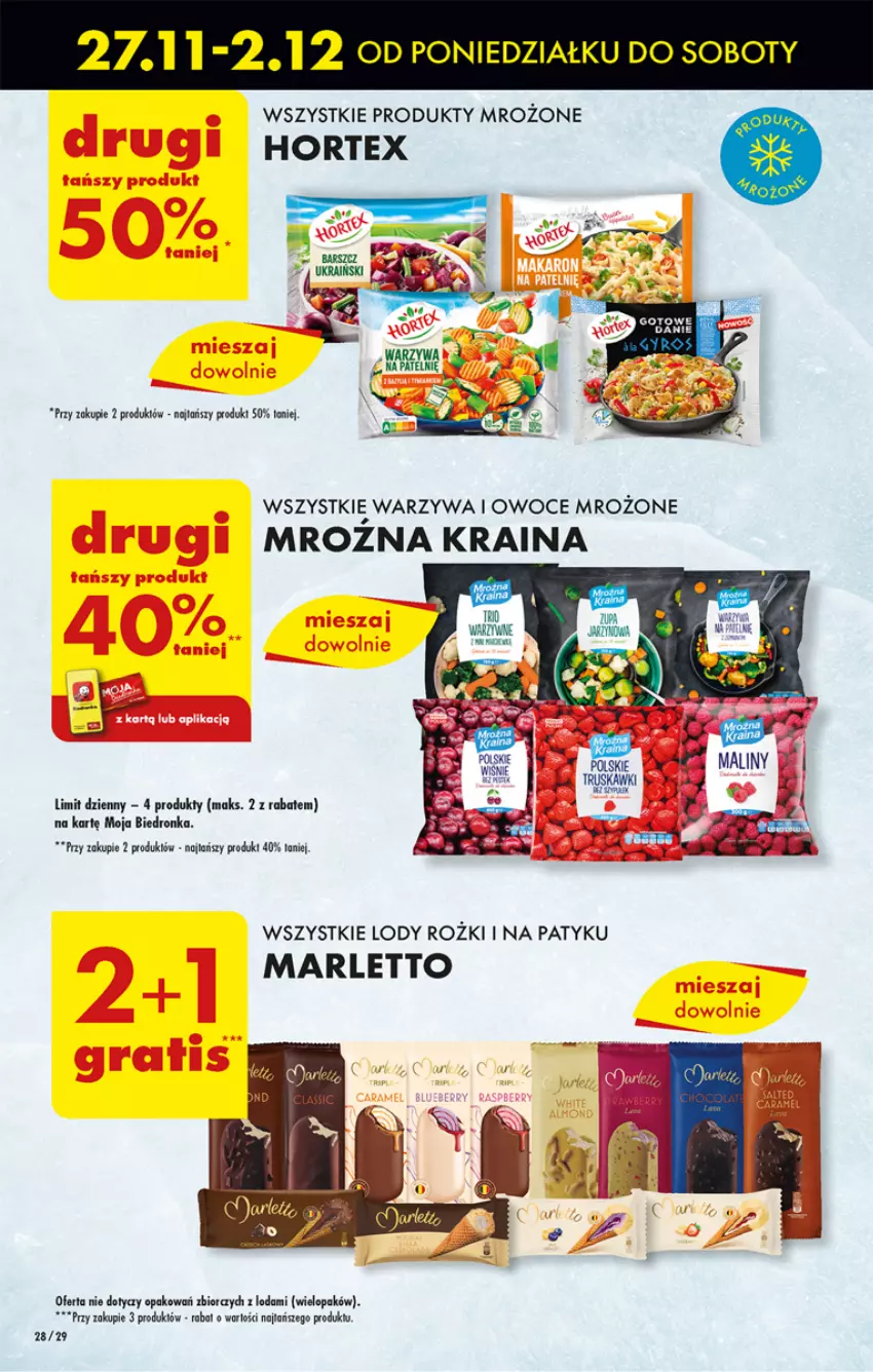 Gazetka promocyjna Biedronka - Od poniedzialku - ważna 27.11 do 02.12.2023 - strona 30 - produkty: Dron, Hortex, Lody, Maliny, Owoce, Produkty mrożone, Warzywa, Warzywa i owoce