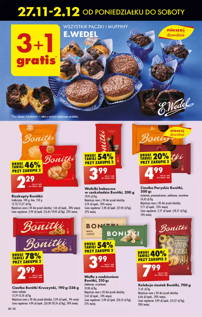 Gazetka promocyjna Biedronka - Od poniedzialku - ważna 27.11 do 02.12.2023 - strona 36 - produkty: Biszkopty, Bonitki, Ciastka, Kakao, Muffiny, Stek, Wafle