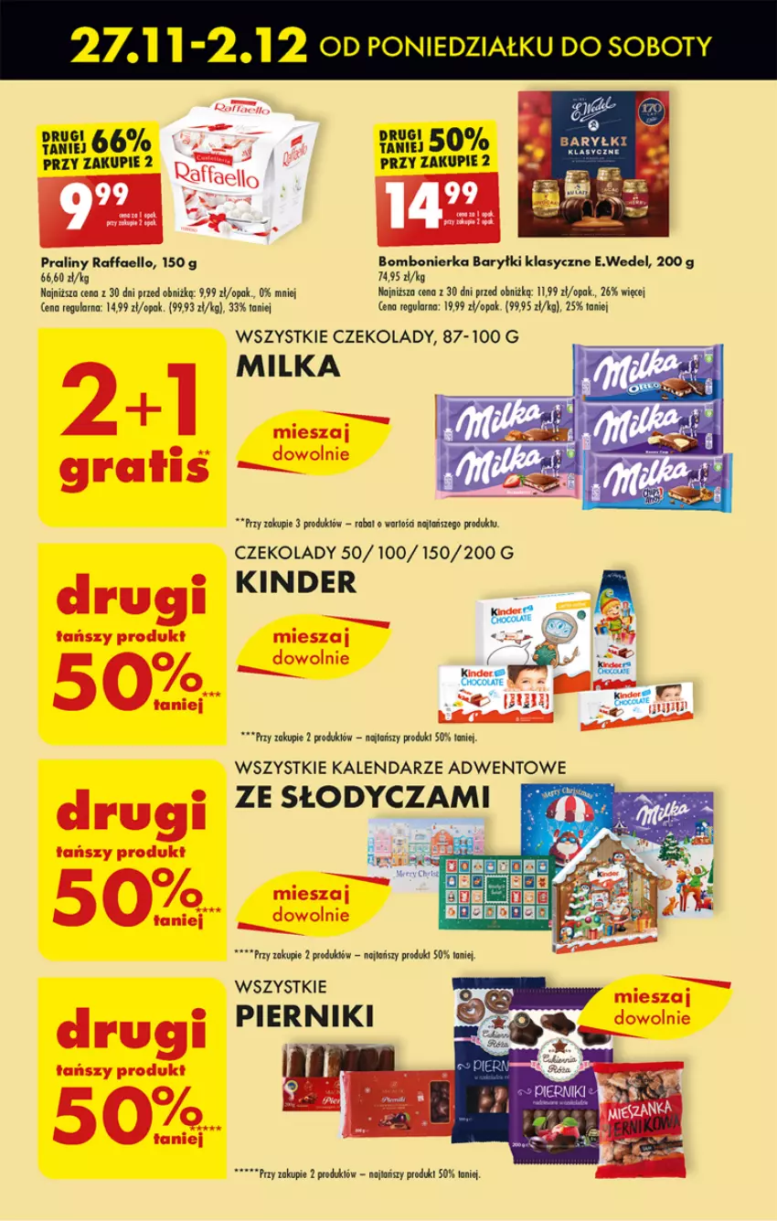 Gazetka promocyjna Biedronka - Od poniedzialku - ważna 27.11 do 02.12.2023 - strona 37 - produkty: Baryłki, Fa, Kalendarz, Kinder, Milka, Piernik, Praliny, Raffaello