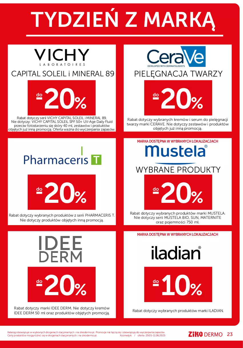 Gazetka promocyjna Ziko - Gazetka Ziko Dermo - ważna 29.05 do 11.06.2025 - strona 23 - produkty: Acer, CeraVe, Iladian, Mus, Mustela, Pharmaceris, Rum, Ser, Serum, Vichy
