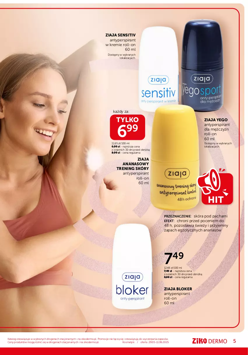 Gazetka promocyjna Ziko - Gazetka Ziko Dermo - ważna 29.05 do 11.06.2025 - strona 5 - produkty: Ananas, Antyperspirant, Ziaja