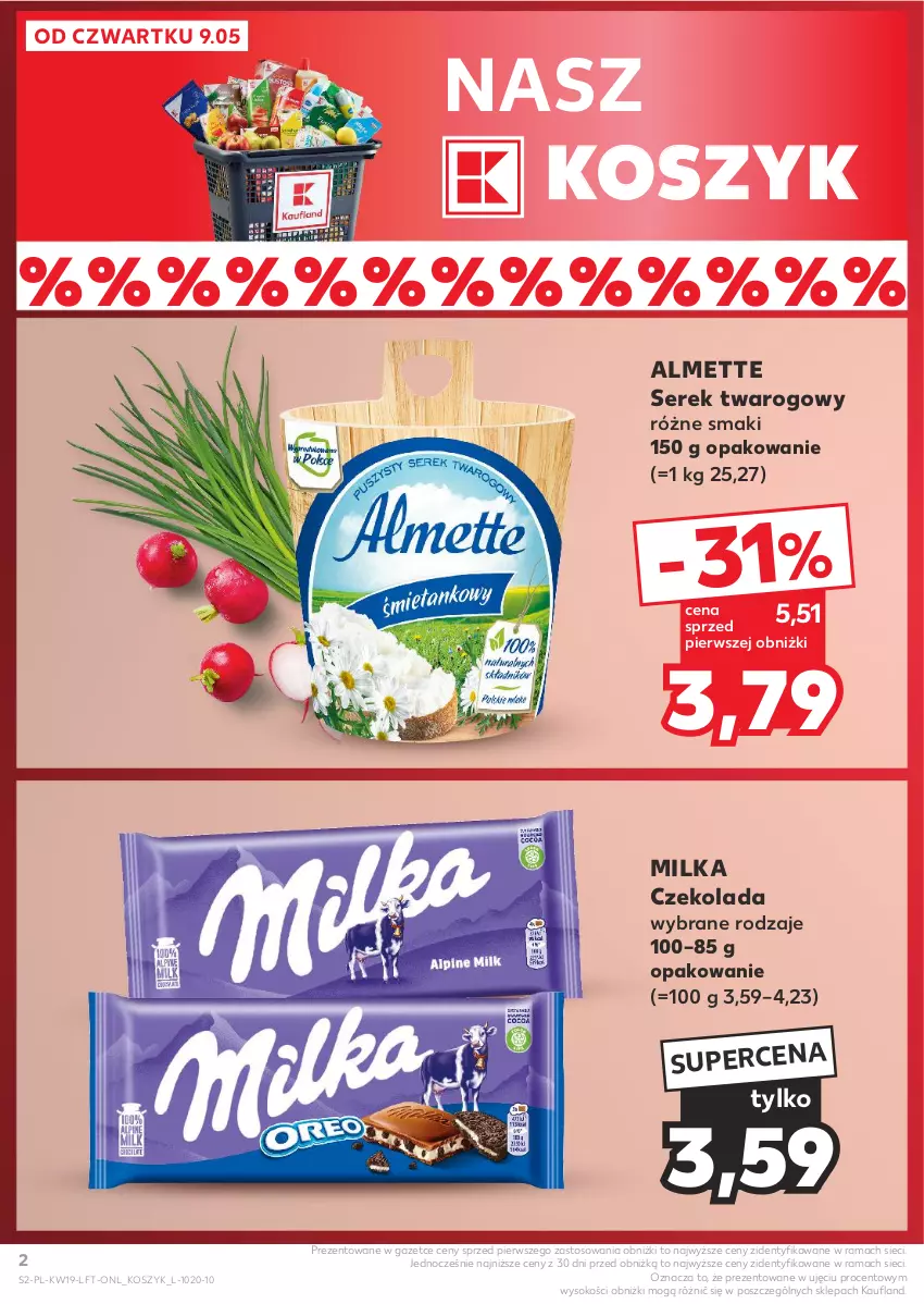 Gazetka promocyjna Kaufland - Gazetka tygodnia - ważna 09.05 do 15.05.2024 - strona 2 - produkty: Almette, Czekolada, Kosz, Milka, Rama, Ser, Serek, Serek twarogowy, Sok