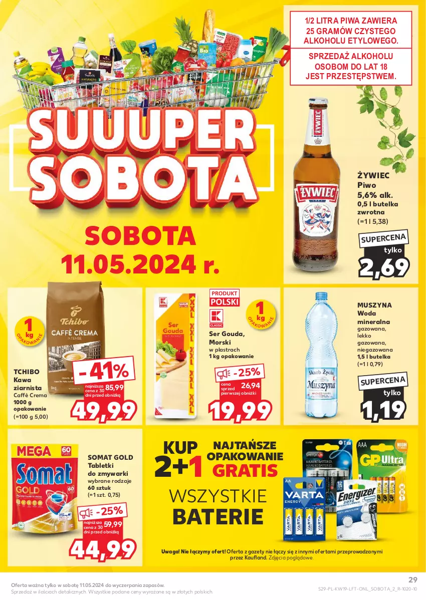 Gazetka promocyjna Kaufland - Gazetka tygodnia - ważna 09.05 do 15.05.2024 - strona 29 - produkty: Gouda, Gra, Kawa, Kawa ziarnista, Mus, Piwa, Piwo, Ser, Somat, Somat gold, Szyna, Tablet, Tabletki do zmywarki, Tchibo, Waga, Woda, Woda mineralna, Zmywarki