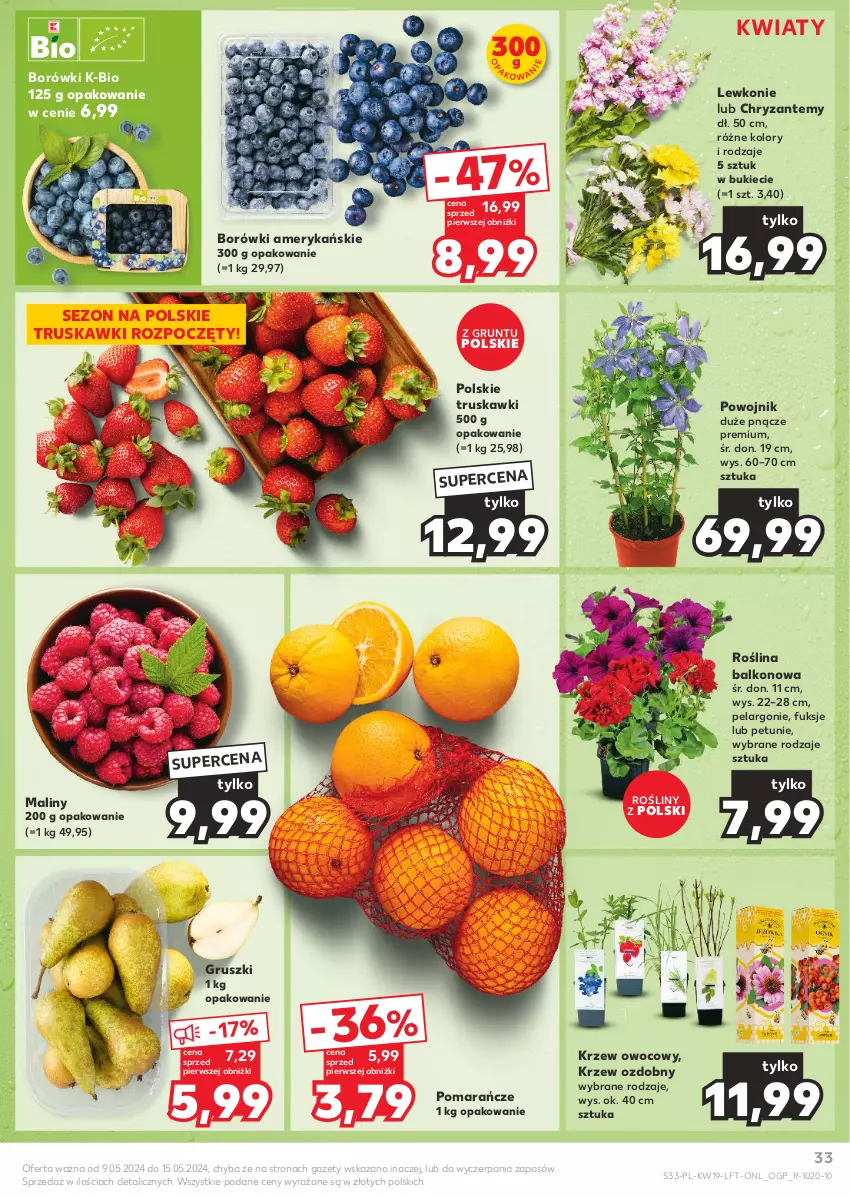 Gazetka promocyjna Kaufland - Gazetka tygodnia - ważna 09.05 do 15.05.2024 - strona 33 - produkty: Grunt, Gruszki, Maliny, Pomarańcze, Truskawki