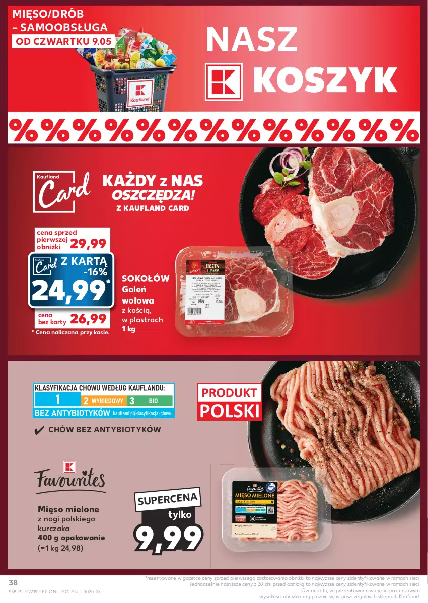 Gazetka promocyjna Kaufland - Gazetka tygodnia - ważna 09.05 do 15.05.2024 - strona 38 - produkty: Drób, Kosz, Kurczak, Mięso, Mięso mielone, Rama, Sok, Sokołów