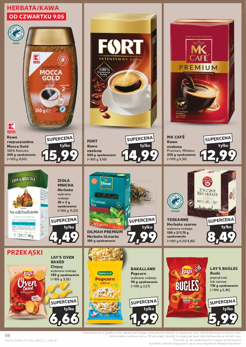 Gazetka promocyjna Kaufland - Gazetka tygodnia - ważna 09.05 do 15.05.2024 - strona 56 - produkty: Bakalland, Chipsy, Dilmah, Herbata, Herbata czarna, Kawa, Kawa mielona, Kawa rozpuszczalna, Lay’s, Popcorn, Rama, Ser, Sok, Teekanne