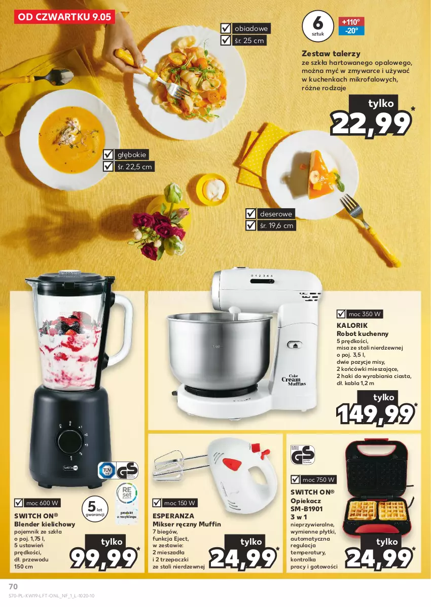 Gazetka promocyjna Kaufland - Gazetka tygodnia - ważna 09.05 do 15.05.2024 - strona 70 - produkty: Blender, Deser, Fa, Mikser, Mikser ręczny, Pojemnik, Robot, Ser, Talerz, Zestaw talerzy