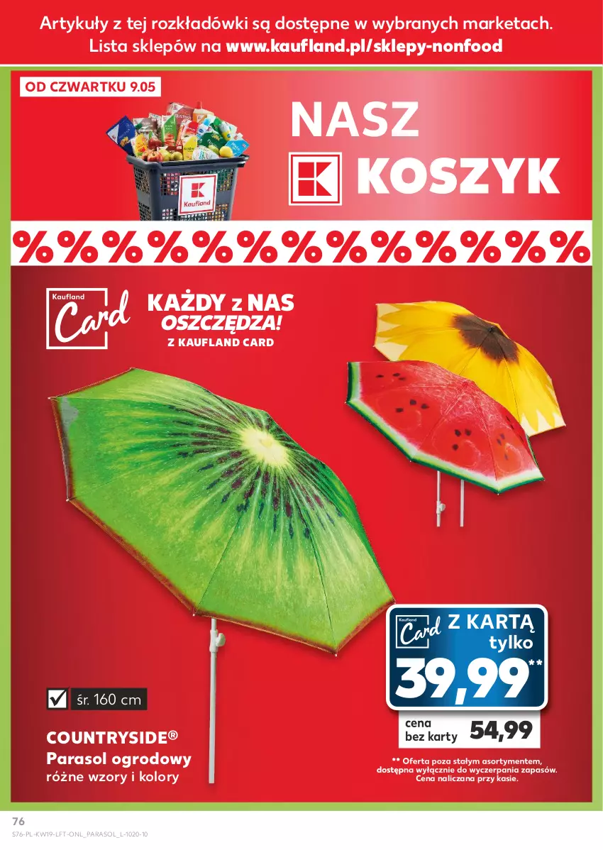 Gazetka promocyjna Kaufland - Gazetka tygodnia - ważna 09.05 do 15.05.2024 - strona 76 - produkty: Kosz, Parasol