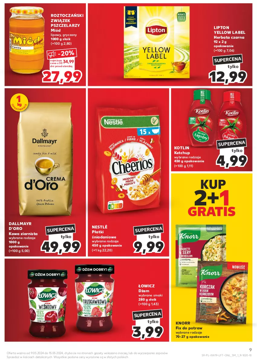 Gazetka promocyjna Kaufland - Gazetka tygodnia - ważna 09.05 do 15.05.2024 - strona 9 - produkty: Dallmayr, Danio, Dżem, Gra, Gry, Herbata, Herbata czarna, Kawa, Kawa ziarnista, Ketchup, Knorr, Kotlin, Lipton, Miód, Nestlé